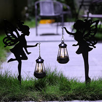 Solar Garden Lights Elegant Metal Art Outdoor Decor Fairy & Elf Statue Landscape Lighting  Solar Led Light Outdoor
