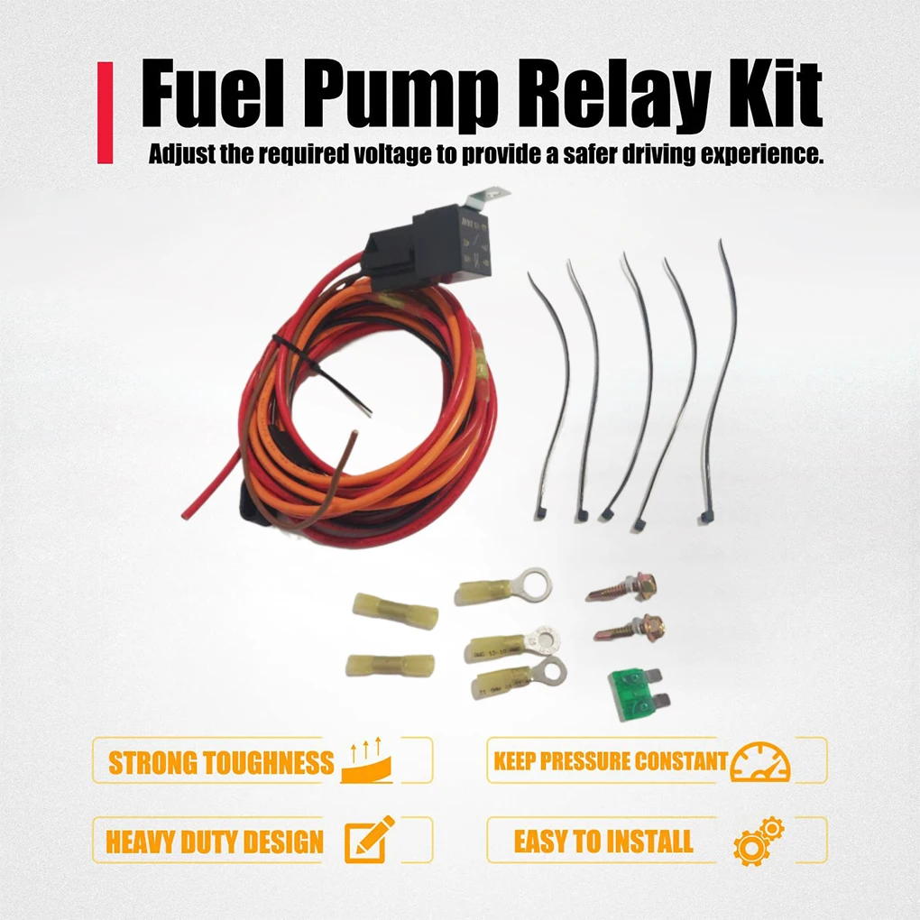 

Universal Electric Fuel Pump Relay Kit Car Fuel Pump Harness Pump Harness Relay Relay Kit Durable