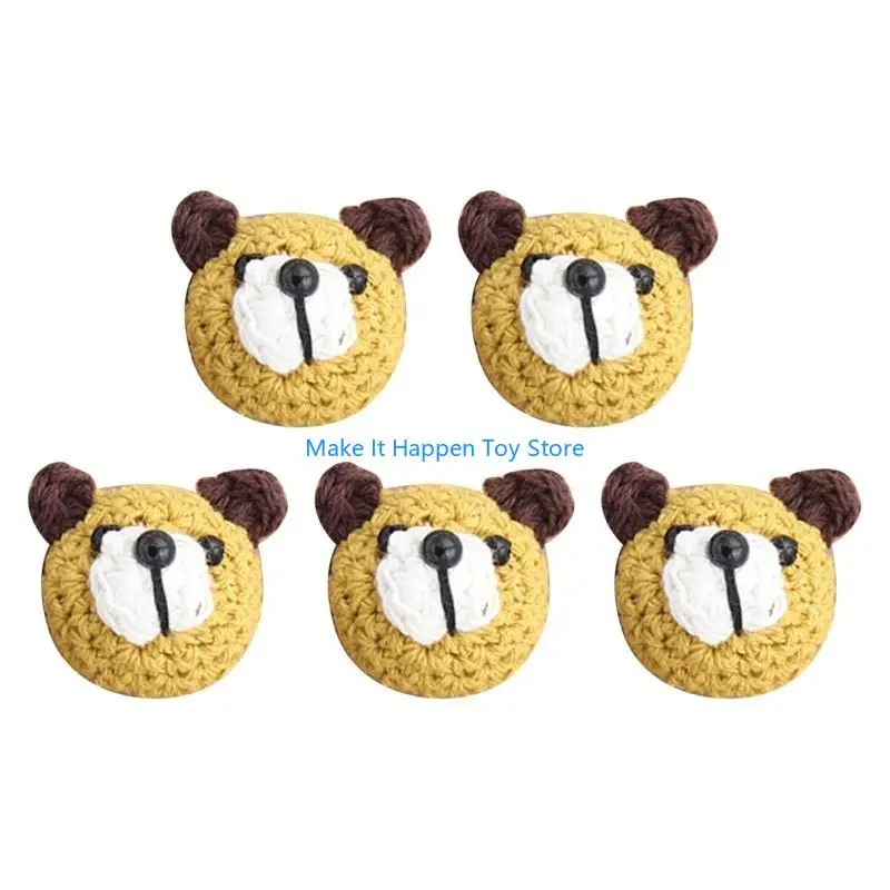 

28EC 5 Pcs/Pack Handmade Crochet Woolen Animal DIY Pacifier Clip Chain Accessories Cartoon for Head Baby Teething Soother
