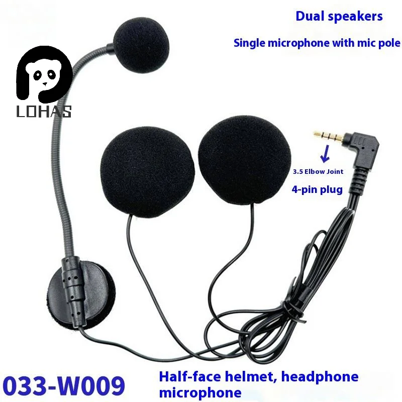 1Pc Motorcycle Helmets Headsets Intercom Microphone 3.5mm Straight Head Helmets Headsets Mic Build-in 32Ω Double Speaker