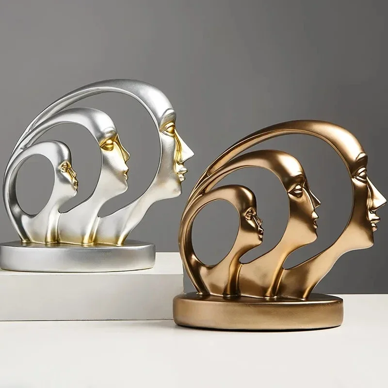 

Statue Abstract Resin Desktop Ornaments Sculpture Miniature Figurines Face Character Nordic Art Crafts Office Home