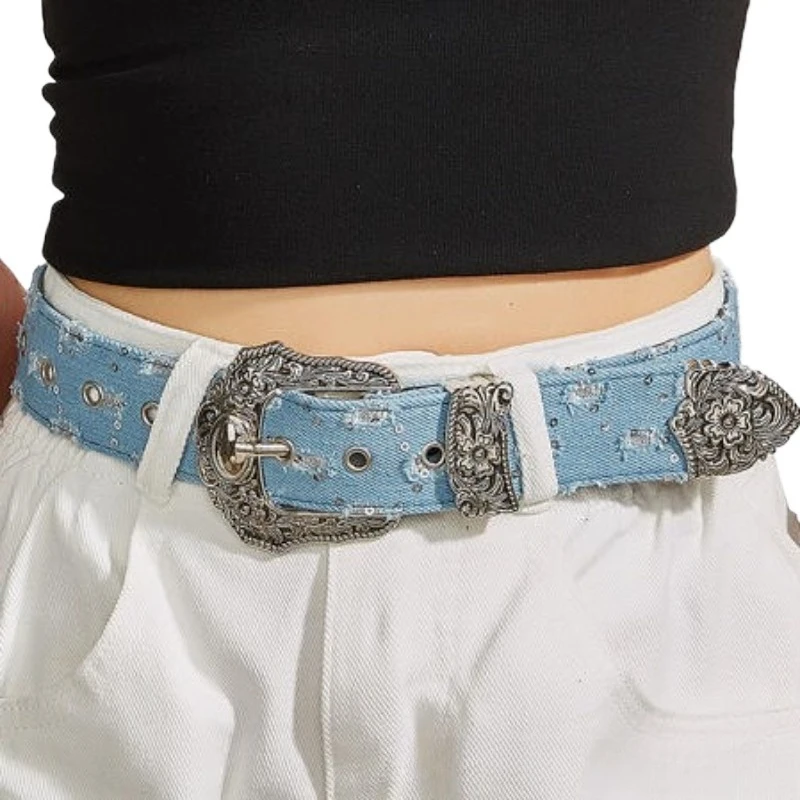 

Модный ремень в стиле Y2K с панк-дизайном и стразами, женский, из холщовой ткани, для джинсов, стильный