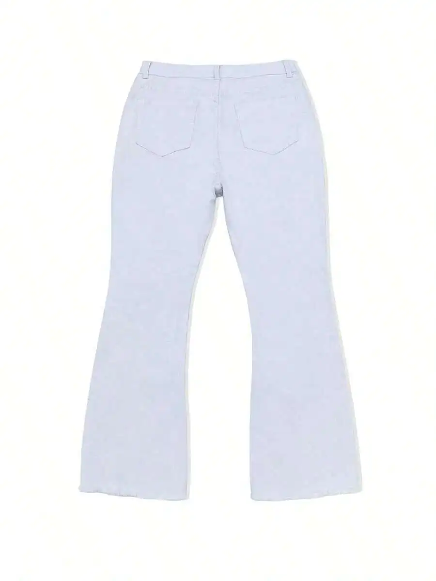 

High-Waisted Flare Leg Denim Jeans For Women White Casual Bootcut