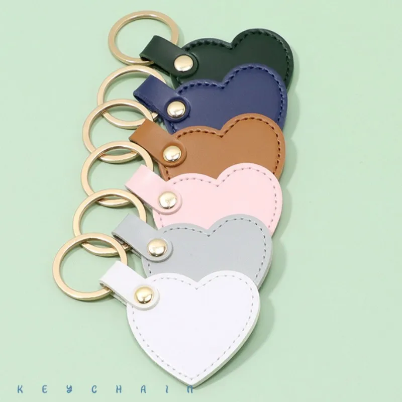 New 6 Colors Heart-shaped PU Leather Key Chains for Women Cute Heart Keyring Accessories Handbag Decoration Car Keychain