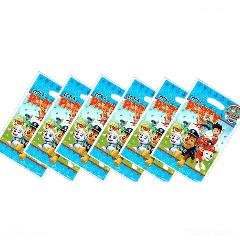 10pcs PAW Patrol Gift Bag Anime Children Birthday Party Plastic Candy Bag Snack Packaging Bags Party Favors Supplies Decoration