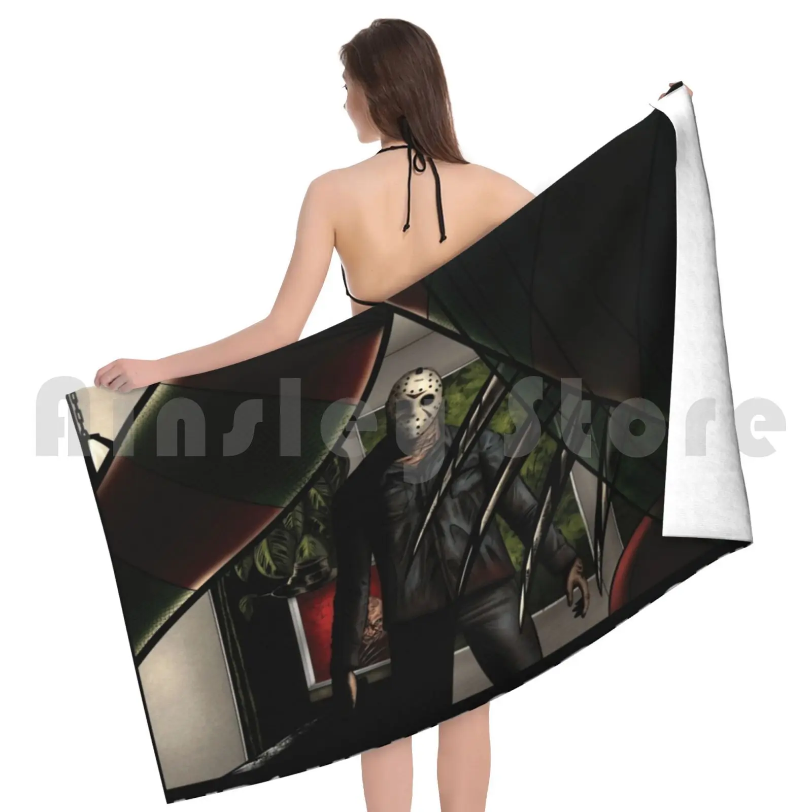 وسادة الشاطئ منشفة حمام The Graduate Jason Voorhees Friday Halloween Zombie Monster