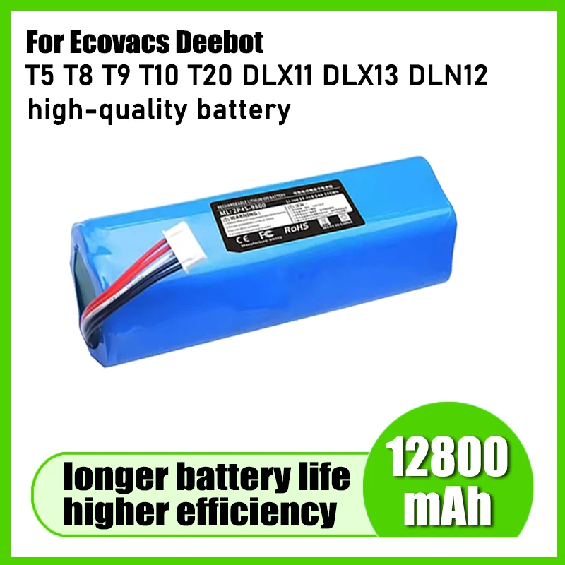 Аккумулятор 14.4V 12800mAh для роботов-пылесосов Ecovacs T5 T8 T9 T10 T20 DLX11 DLX13 DLN12 X1 X1 Omni X1 Deebot Ozmo