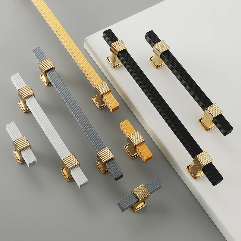 Black Handle American Modern Minimalist Aluminum Alloy Cabinet Door Handle Drawer Handle Extended Handle Household Hardware Knob