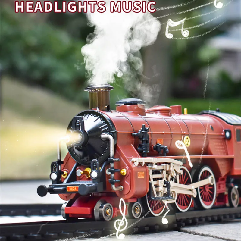 Steam Spray Mist Train Electric Simulation Retro Alloy Children\'s Rail Car Sliding Electric Train Model Toy