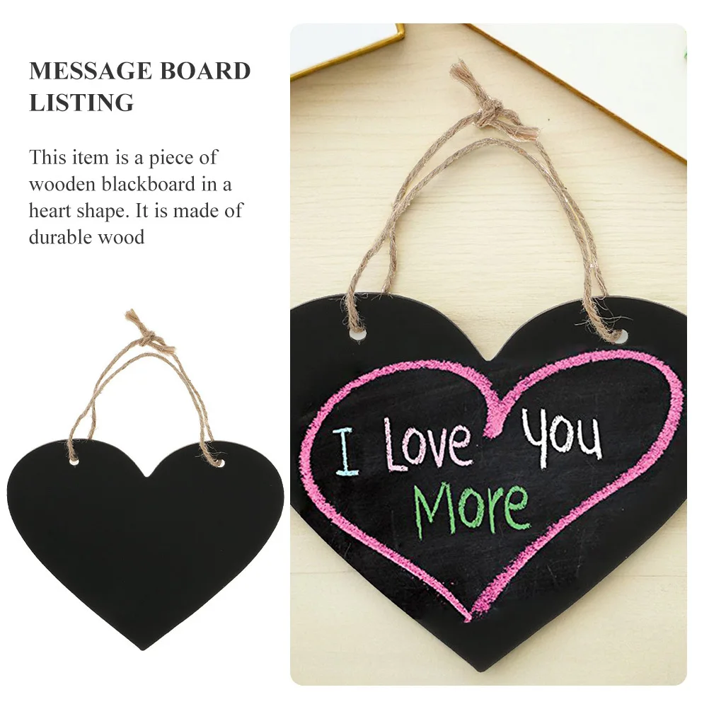 1pcs Heart Shaped Chalkboard With Jute Rope Hanging Decorative Sign For Wedding Party Favors Christmas Table Bar Counter Kids