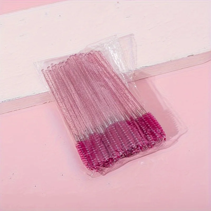 Bacchette Spoolie usa e getta da 50 pezzi, mascara con manico in cristallo e spazzole per sopracciglia, plastica ABS durevole, senza profumo, strumenti di bellezza sfusi