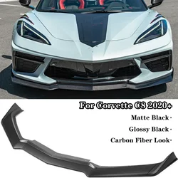 For Chevrolet Corvette C8 2020 2021 2022 2023 Front Bumper Lip Spoiler Diffuser Splitter Carbon Fiber Look Car Accessories