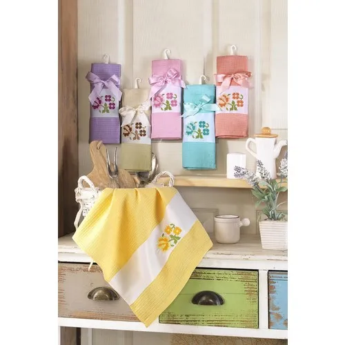 Lena 6'lı Canvas Embroidered 45x65 cm Cotton Kitchen Towel & Drying Cloth