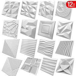 12pcs 30cm house wall renovation geometric 3D wall panel non-self-adhesive 3D wall sticker room bathroom ceramic tile wallpaper