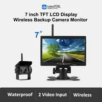 Monitor de coche inalámbrico de 7 "", 12V-24V, visión trasera de respaldo, embalaje, cámara impermeable para camiones, autobús, RV, remolque, excavadora, WiFi 2,4G