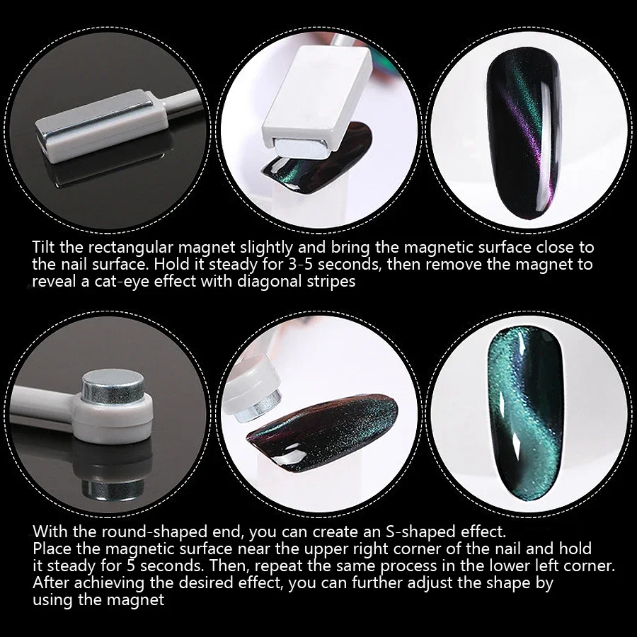 1Pc Cat Eye Strong Effect Magnetic Stick UV Gel Polish Gradient Nail Art Manicure Tool Double Head 3D Tips Slice view 5