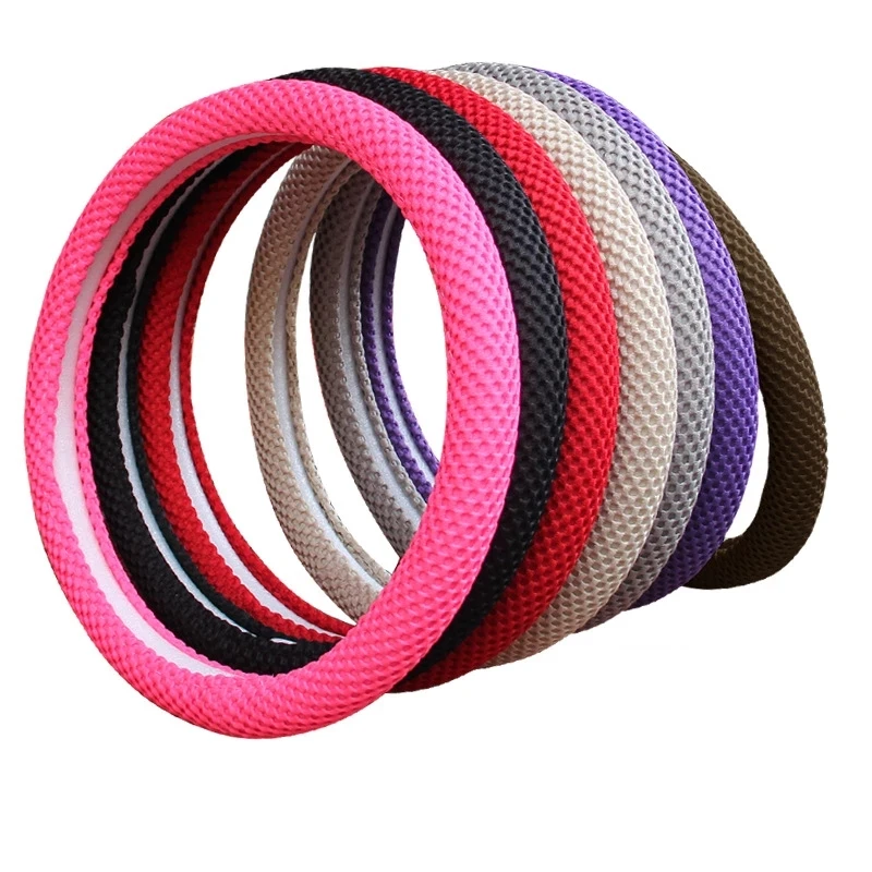 Universal 38CM 1 Pcs Ice Silk Steering Wheel Cover Wear-resistant Anti-slip Car Accessories Gear Handbrake Cover Interior