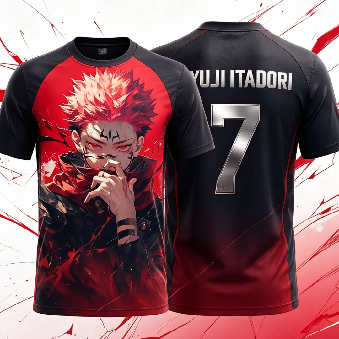 2026 Hot Sale Jujutsu Kaisen Yuji Itadori Jersey Quick Dry Sports T-shirt Men Anime Streetwear Breathable High-quality Tops Tees