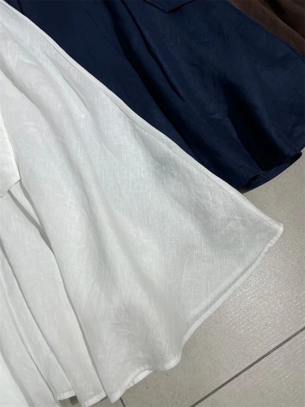 

Summer Women's Fashion Clothes 100% Linen Dresses Belted Waist Shirt Dress
