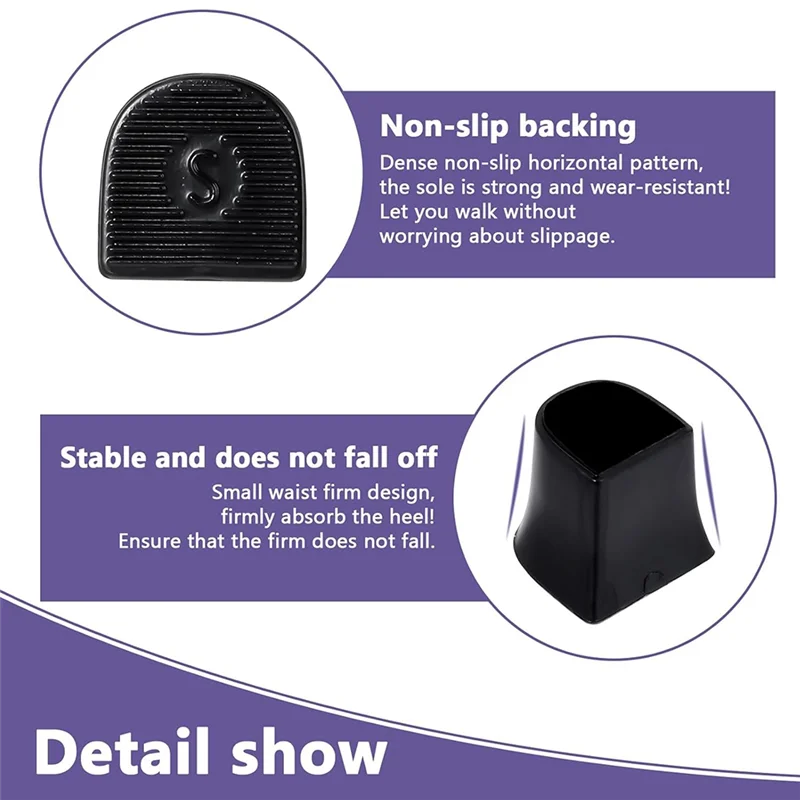 واقيات غطاء الكعب ABUM 4 مقاسات 12 زوجًا على شكل حرف U لأحذية عالية الكعب مضادة للانزلاق لتقليل الضوضاء