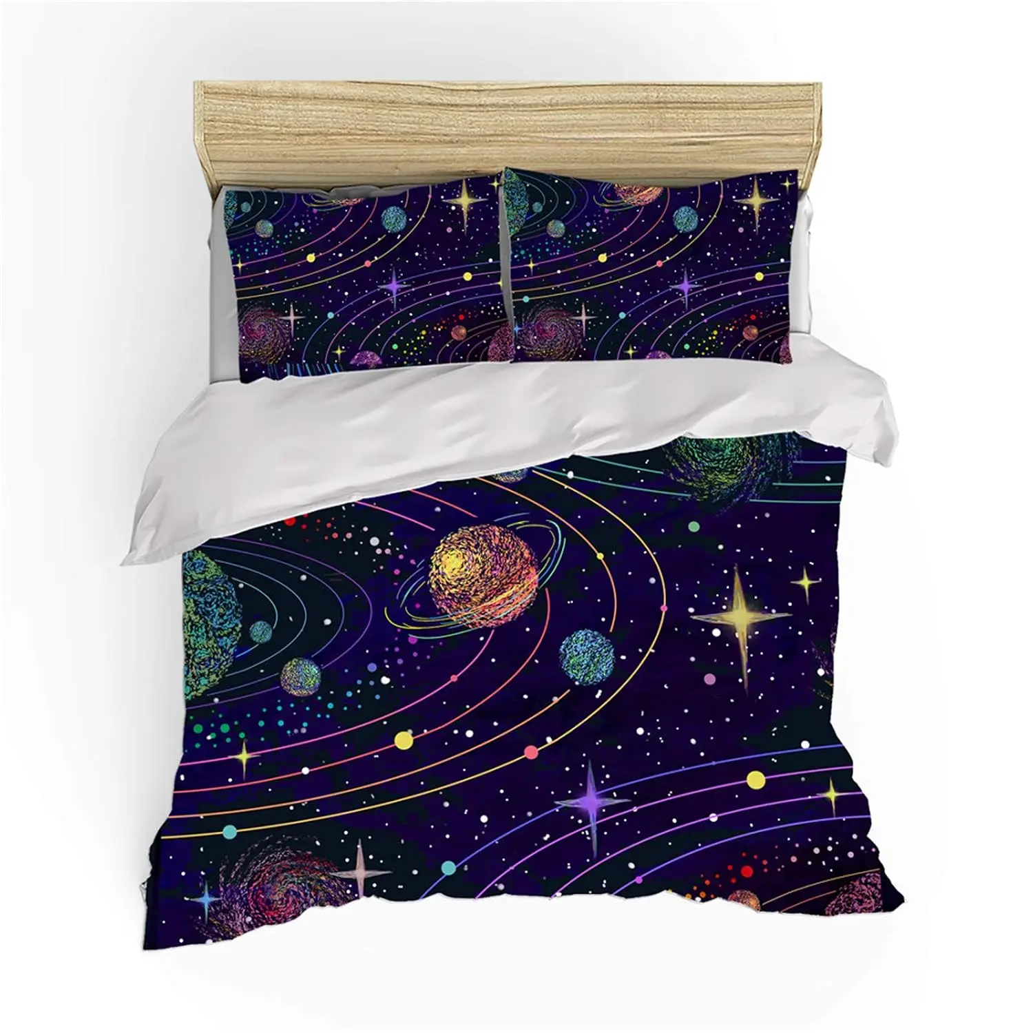 Galaxy Duvet Cover Twin Queen Size Dreamy Universe Nebula Outer Space Planet Comforter Cover Mysterious Starry Sky Bedding Set