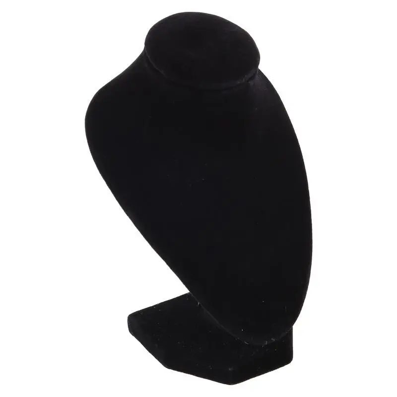 

A52E Black Flannel Necklace Small Stand Display Jewelry Standing Model Chest Jewelry Display Used for Store Display