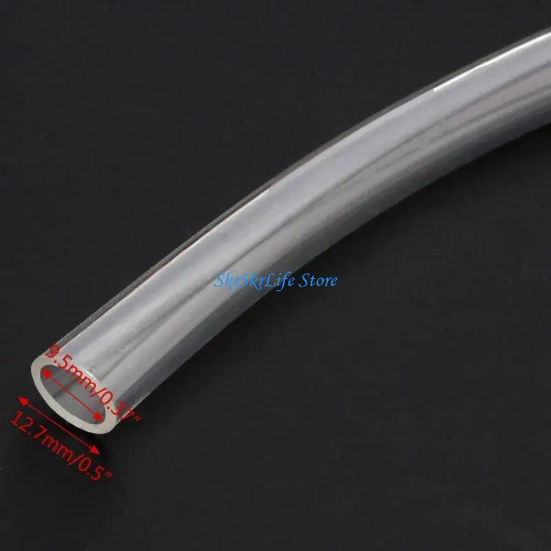 

E65E 3/8" 2 (9.5X12.7mm) Transparent Water Cooling Soft PVC Tube Tubing Hose