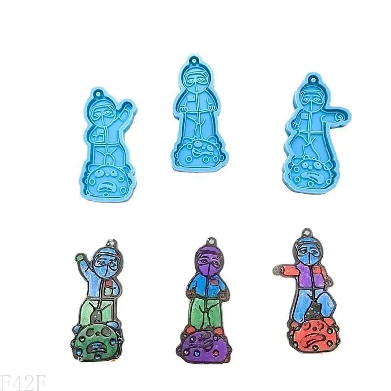 人形のF42Fシリコンキーチェーン金型エポキシ樹脂鋳造金型DIYキーチェーン装飾用のシリコンキーチェーンペンダントカビ