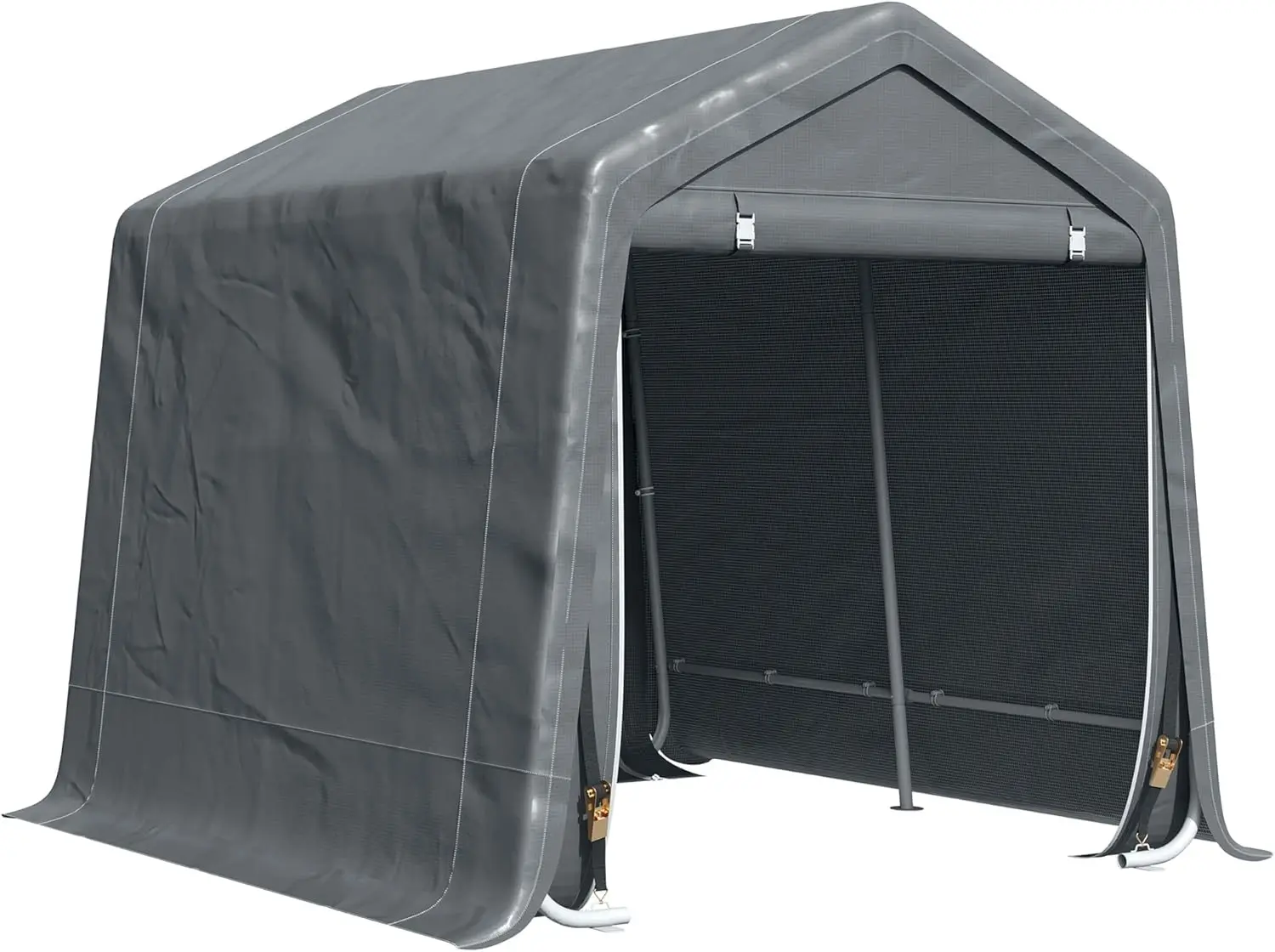 

9' x 8' Carport Portable Garage, Heavy Duty Storage Tent, Patio Storage Shelter w/Anti-UV PE Cover and Double Zipper Doors, for