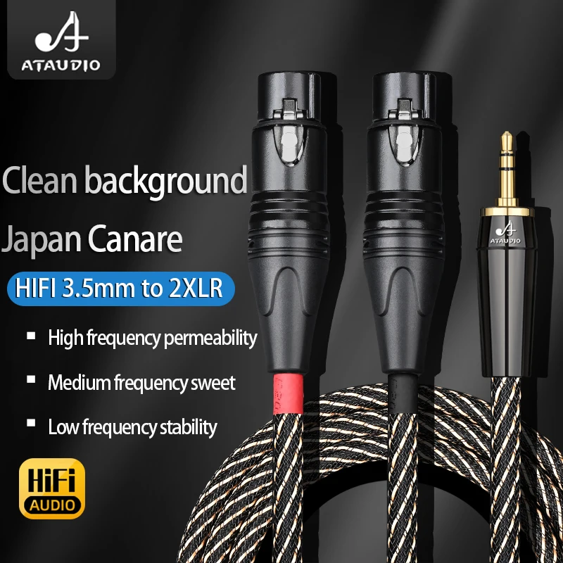 HIFI Stereo 3.5mm to XLR Audio Cable Hi-End 6N OFC 3.5mm to 2XLR Cable Dual XLR Male Adapter Breakout Y Splitter Cable