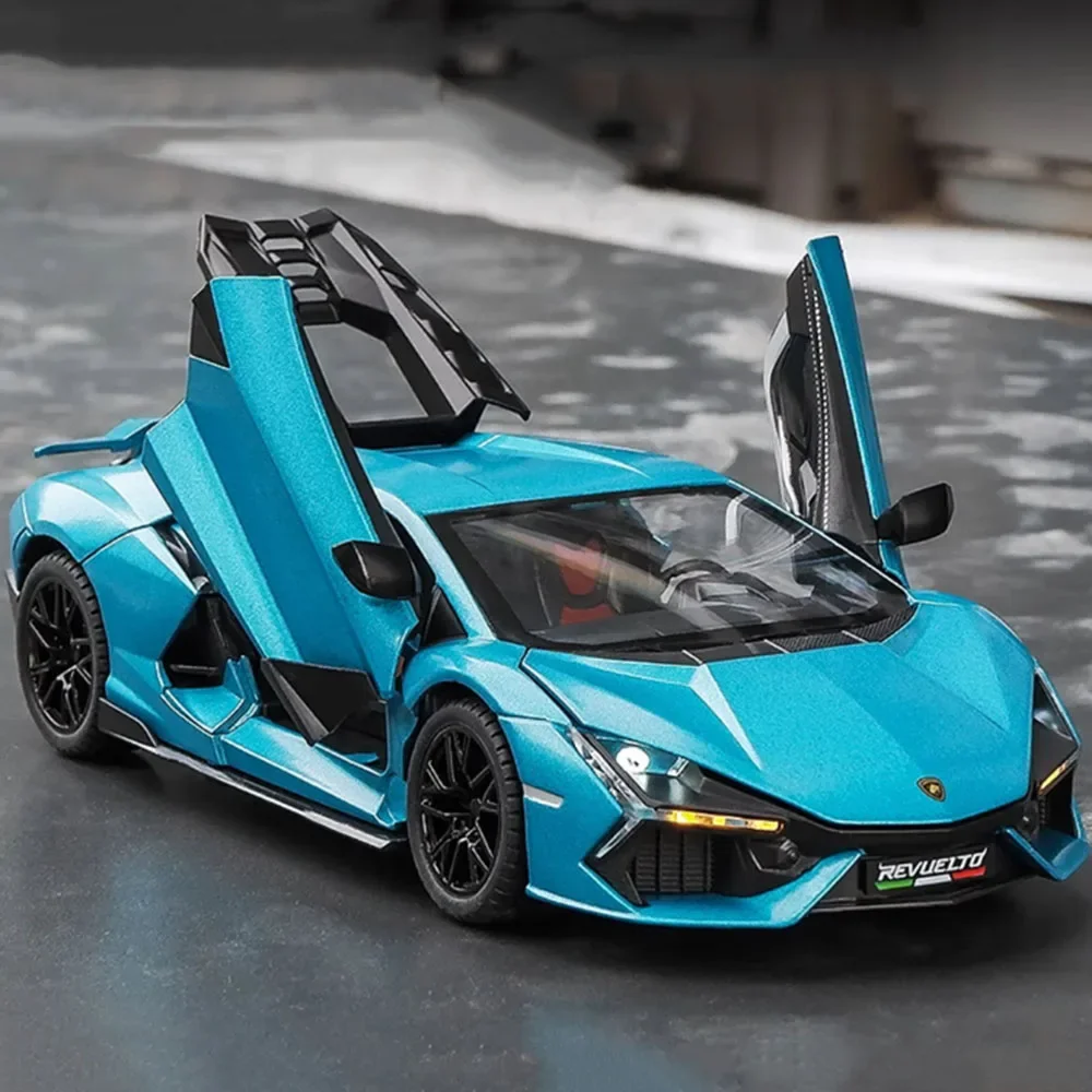 

1:24 Lambo Aventador, литая под давлением модель игрушечного автомобиля из сплава, 4-дверная открытая резиновая шина, звуковой свет, полный задний автомобиль для мальчика, подарочное украшение