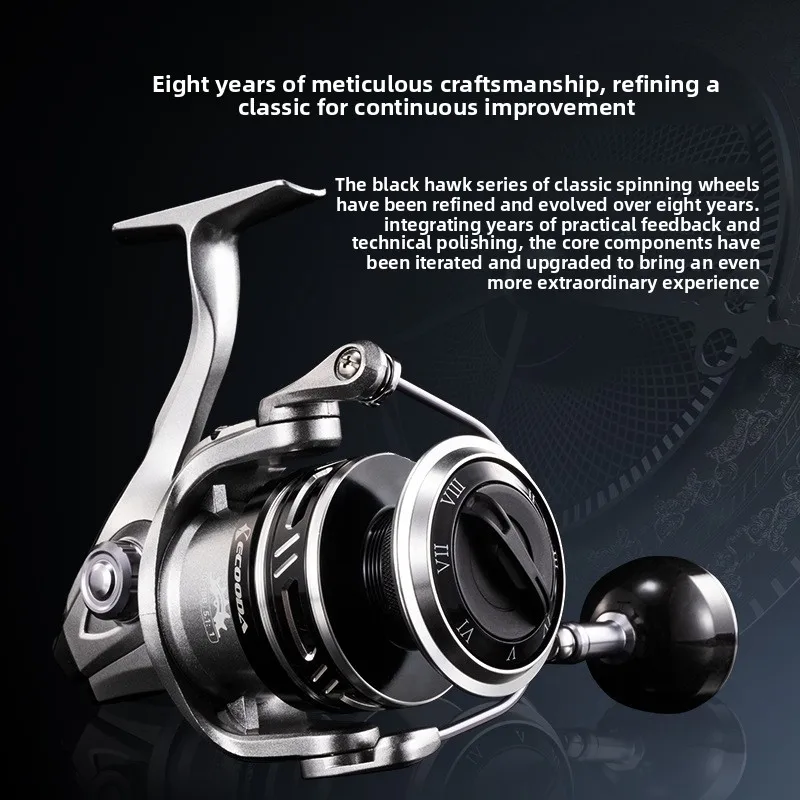Yikuda Black Eagle 3rd Generation Spinning Reel for Sea Boat Lure Saltwater Fishing Lightweight Metal Long Casting Universal Ree