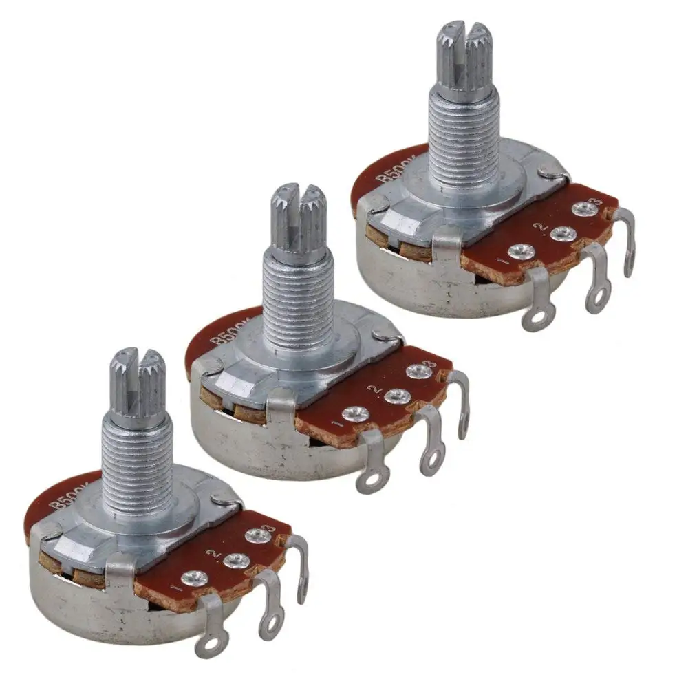 Full Size B500K Pot Split Shaft Potentiometer Tone Pots for Guitar Bass Pack of 5