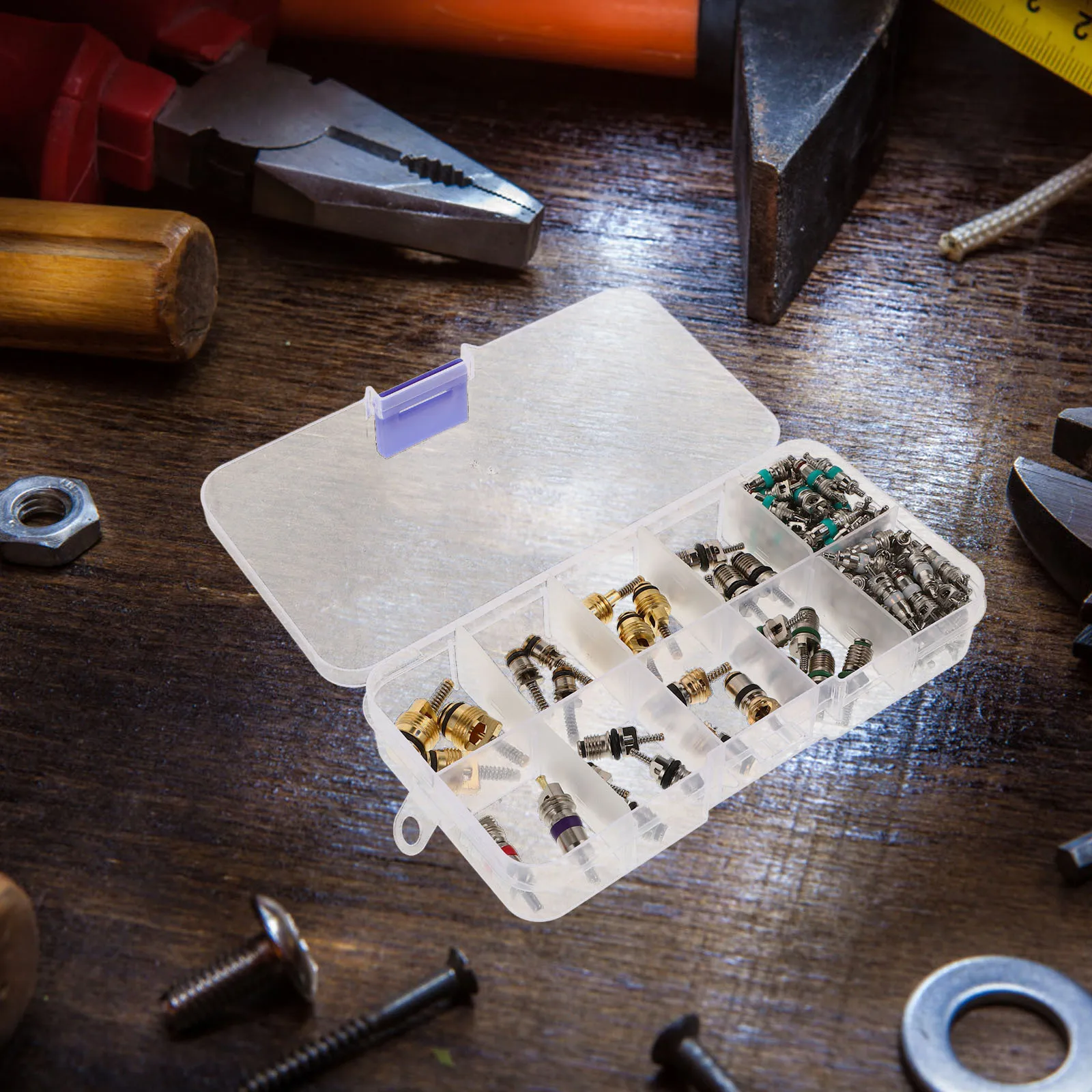 102 قطعة صمام تكييف الهواء الأساسية عدة المحمولة صمام السيارة أداة إصلاح مزدوجة رئيس تفكيك المثبت السيارات الهواء