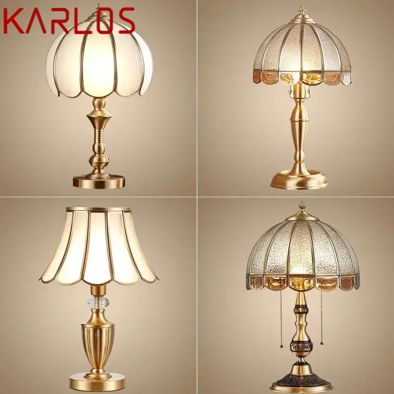 KARLOS Brass Table Lights LED Modern European Creative Luxury Glass Copper Desk Lamp For Home Living Room Study Bedroom