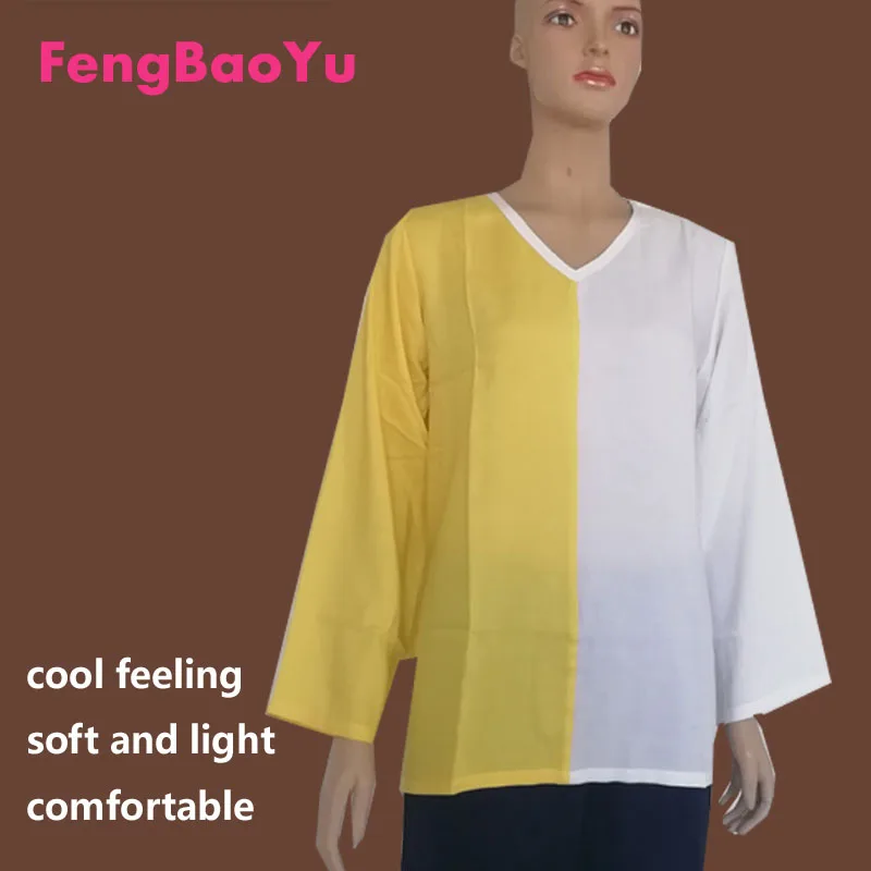 

Fengbaoyu Cotton Silk Summer Women's Long-sleeved V-collar Matching T-shirt Home Pajamas anti-mosquito Running Cotton Blouse 5XL