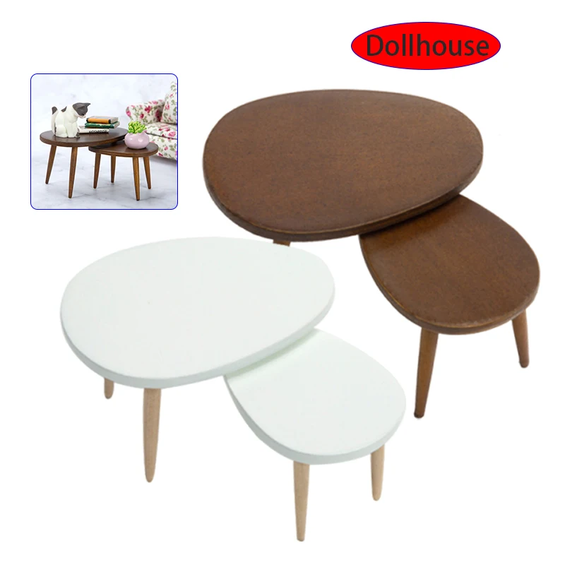1Set 1:12 Dollhouse Miniature Triangle Coffee Table Computer Desk Tea Table Model Living Room Furniture Home Decor Toy