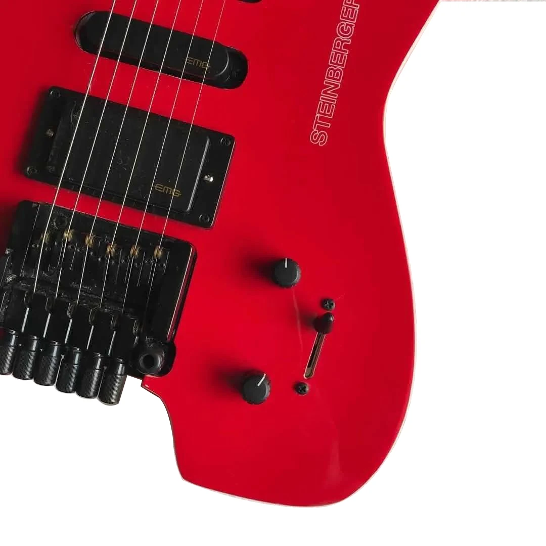 Headless  Guitar Red Colors 6 Strings Steinberger Shaped Portable Metal MusicTravel Accept Custom Any Style