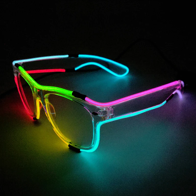 1PC leuchtende LED-Brille, leuchtende Sonnenbrille, EL-Draht, Neonbrille, leuchtet im Dunkeln, Partyzubehör, Neon-Partygeschenke für Kinder und