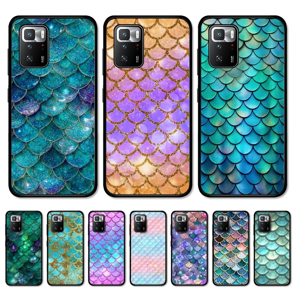 Mermaid Fish Scales Picture Phone Case For Redmi Note 4 X 5 A 6 7 8 T 9 9S 10 11 11S 11Epro Poco M3 pro