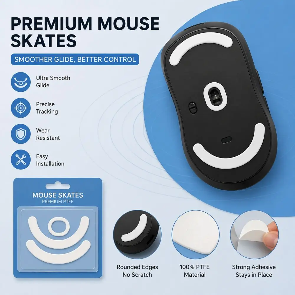 Premium PTFE Mouse Skates Low Friction Smooth Glide Mouse Glides Durable Mouse Feet for G403/G603/G703S FPS Games