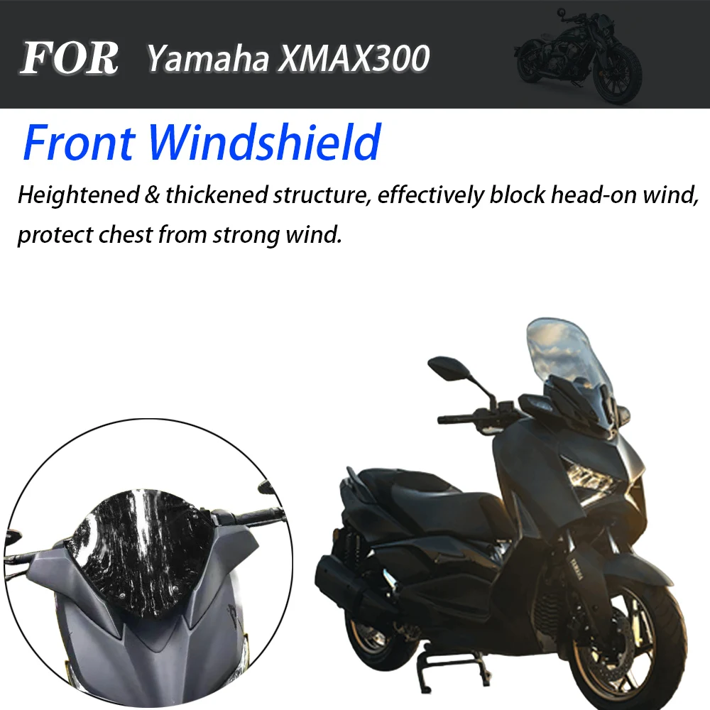 For Yamaha XMAX300 Maxi‑Scooter Round Front Windscreen Visor, Chest‑Protection Wind Deflector Panel Mod Parts