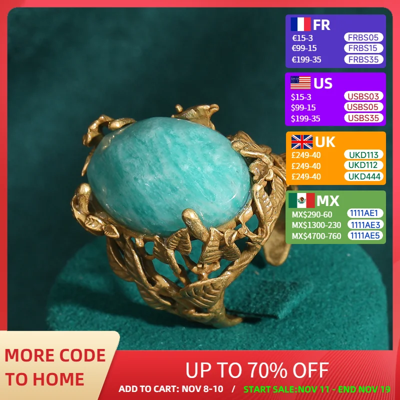 

Vintage Nature Art Emerald Ring | 18K Gold-Plated & Copper | Bezel-Set Craftsmanship