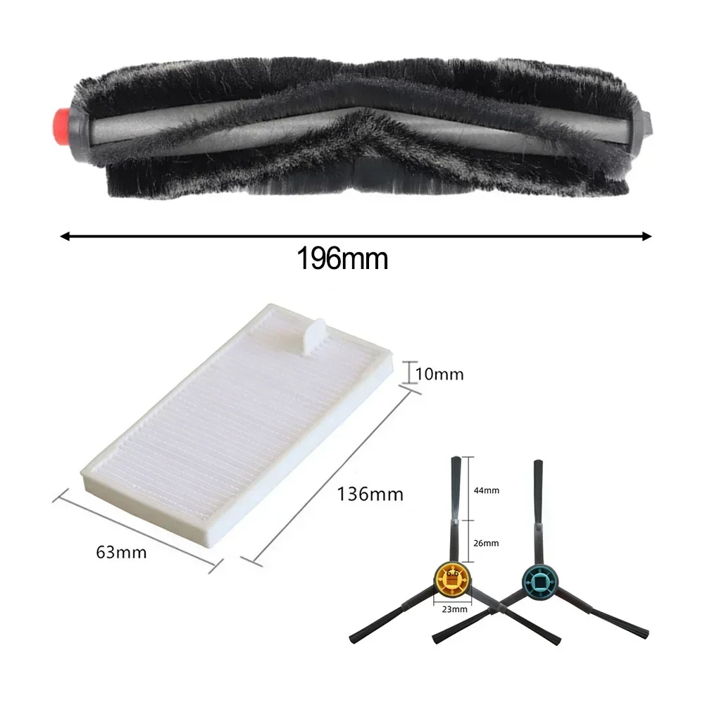 Imagem -03 - Kits de Filtros de Escova Principal para Eureka Ner600 Robô Aspirador de pó Peças de Reposição Filtros de Escova Principal Panos de Esfregão Escovas Laterais