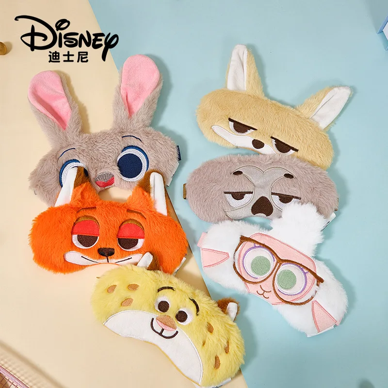 Disney Kawaii Stitch Zootopia Judy Nick Luiaard Figuren Oogmasker Voor Dutje Slaap Zonnebrandcrème Cartoon Pluche Perifere Gift
