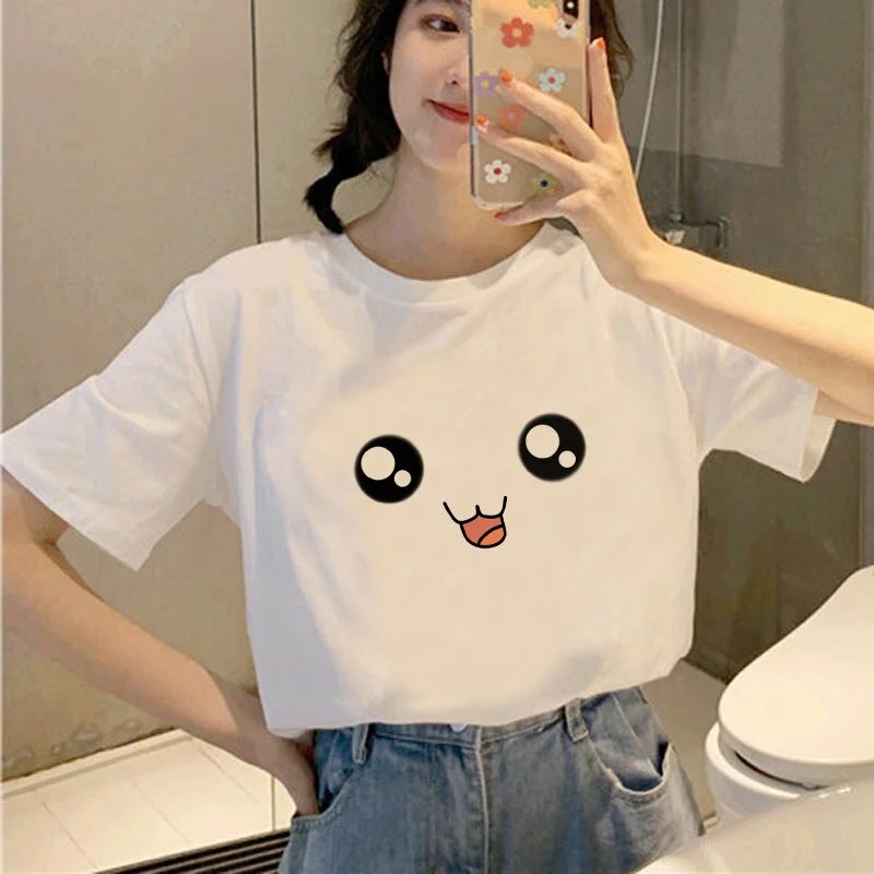 Expressões engraçadas design impresso gráfico para mulheres camisetas harajuku verão casual em torno do pescoço manga curta topos unisex