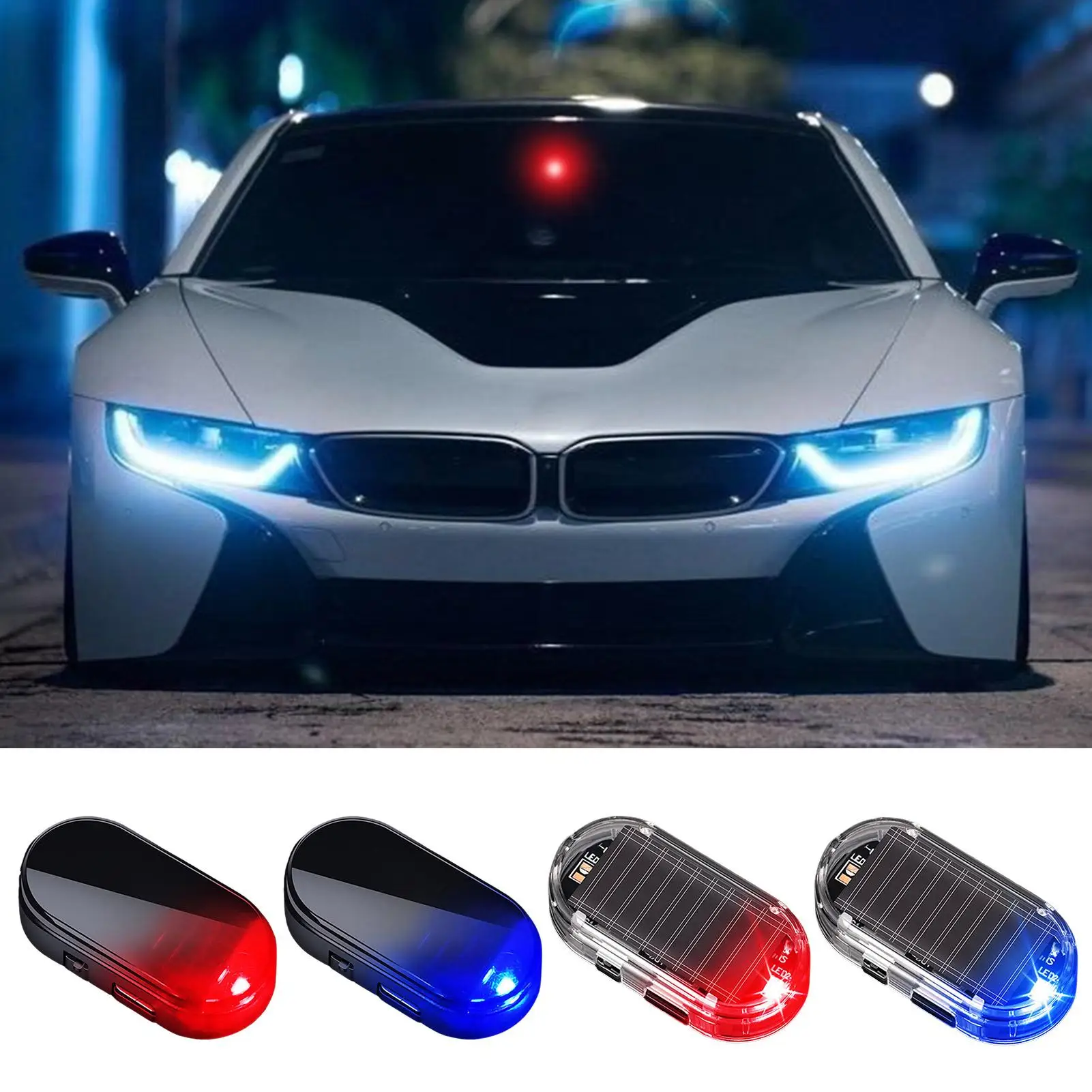 

Auto LED Warning Lamp Solar Powered Car Alarm Light Simulated Alarm Anti-Theft LED Flashing Security Light for Interior Safety