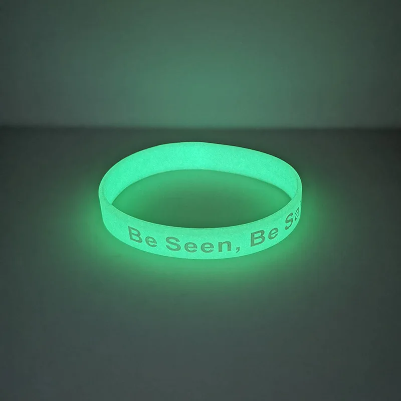 1 шт., браслет из силиконовой резины Be Seen Be Safe, спортивный браслет, светится в темноте для ночных бегунов