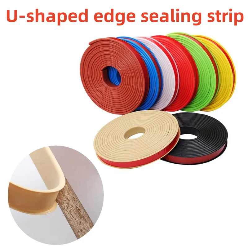 5M U-Shaped Edge Banding Tape Wood Closet Decoration Tape Self-Adhesive Furniture Table Chair Edge Protector Anti-collision Tape