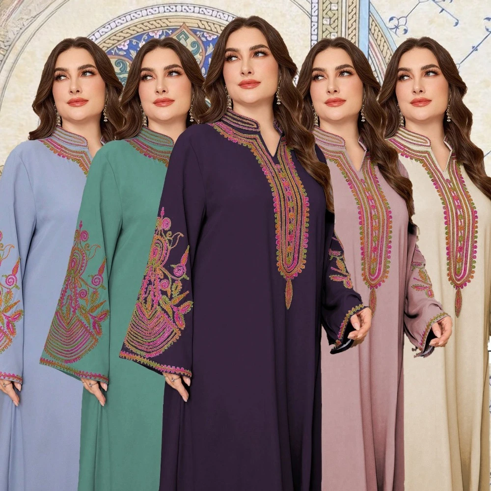 

Исламское платье с вышивкой из веревки в Дубае, халат с длинными рукавами, подходящий для официальных мероприятий и мусульманских халатов